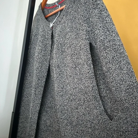 Cop.Copine Virgin Wool Cross Cape Sweater Poncho Arm Slit Minimalist Gray Size S - Picture 3 of 8